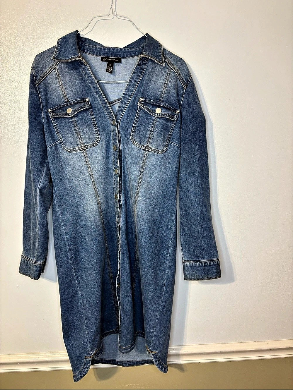 INC International Concepts Women's Denim Midi Dress Size 14